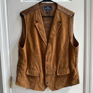 Brooks Brothers 346 Vest Mens Brown Genuine Leather Lined Large